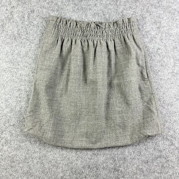 J Crew Wool Blend Pull On Skirt Womens 4 Gray Elastic Waist Pockets Lined Preppy - Picture 1 of 10